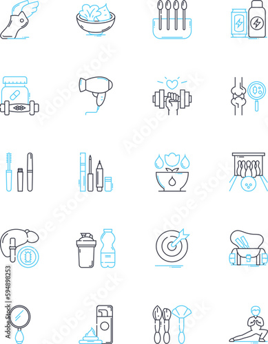 Attractiveness linear icons set. Alluring, Beautiful, Charming, Cute, Delightful, Elegant, Fashionable line vector and concept signs. Glamorous,Handsome,Irresistible outline illustrations