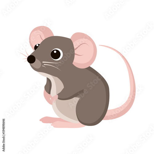 Rat. Cartoon vector drawing, rat on white background. Rodent. Animal. Used for collage, printing, sticker design.