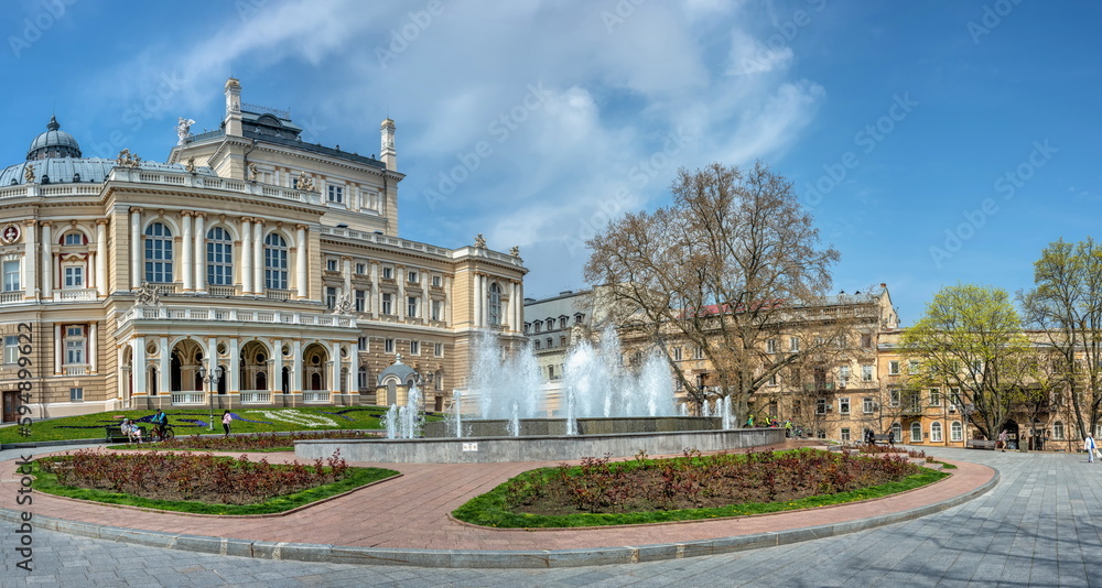 Fountain on the Theater Square in Odessa, Ukraine