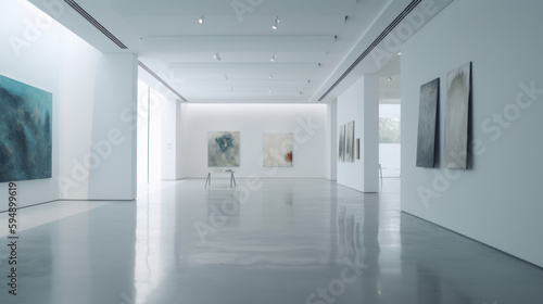 aA modern art gallery white walls and polished concrete  Generative AI