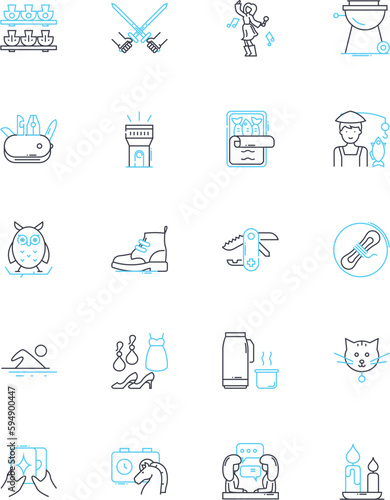 Water recreation linear icons set. Swimming, Boating, Kayaking, Surfing, Paddleboarding, Fishing, Jet skiing line vector and concept signs. Water skiing,Parasailing,Snorkeling outline illustrations