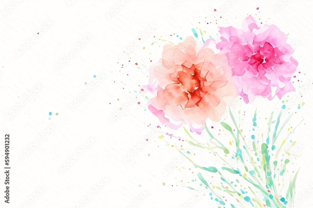 Watercolor floral background in pastel colors, AI generated image
