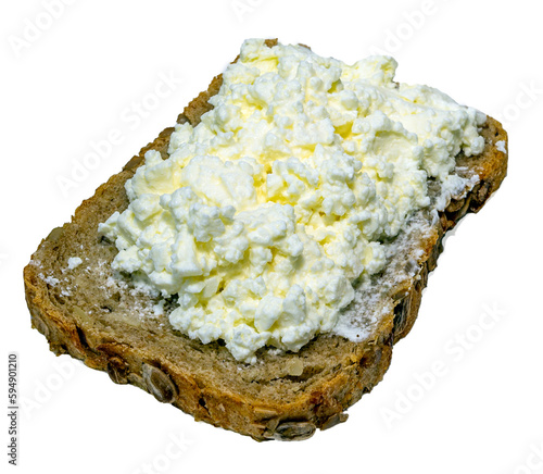 soft cheese sandwich on organic bread on a neutral background
