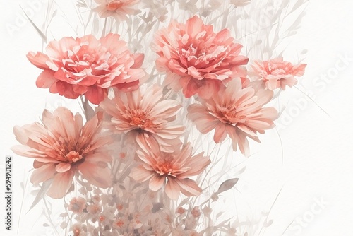 Watercolor floral background in pastel colors, AI generated image 