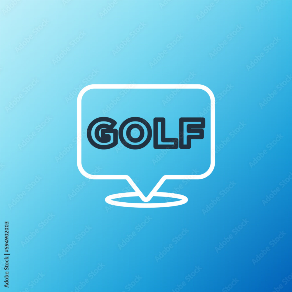Line Golf label icon isolated on blue background. Colorful outline concept. Vector Line Golf label icon isolated on blue background. Colorful outline concept. Vector