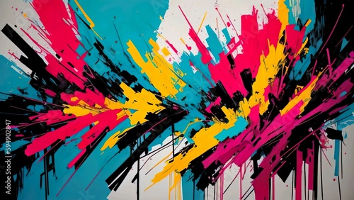 A abstract painting with bold brush strokes and vibrant colors bg 19