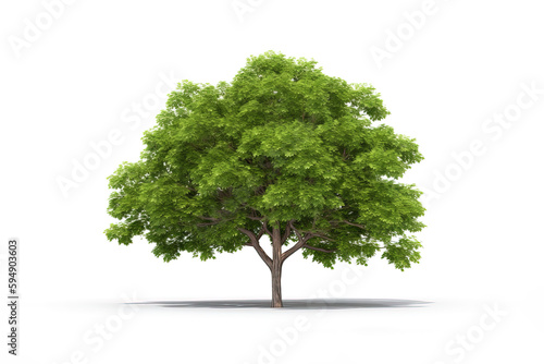 Green tree isolated on white background. Created with Generative AI Technology