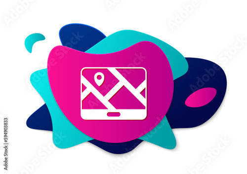 Color Infographic of city map navigation icon isolated on white background. Mobile App Interface concept design. Geolacation concept. Abstract banner with liquid shapes. Vector