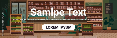 grocery supermarket with products shelves retail consumerism concept modern store interior