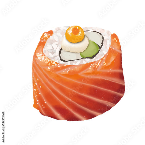 sushi with salmon and cucumber