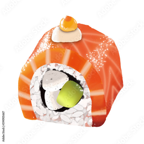 sushi rolls on white