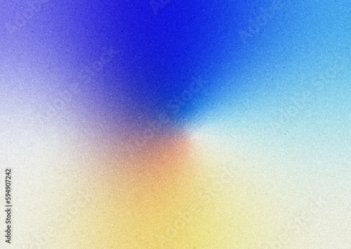 質感のある青と黄色のノイズ入りグラデーション背景。Textured blue and yellow noisy gradient background.