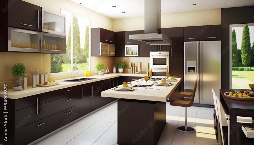 Fototapeta premium a beautiful, modern kitchen furniture