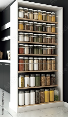 beautiful, sophisticated storage of herbs in the kitchen