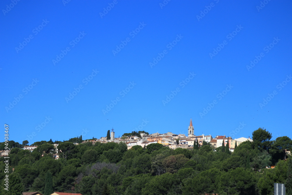 beautiful coast view of the city mountains and urban, France, Cote Dazur, French Riviera