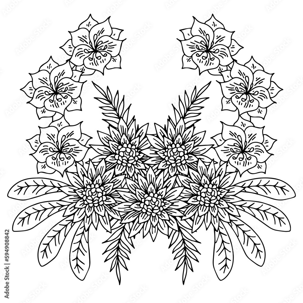 custom made wallpaper toronto digitaldesign flower outline element coloring page