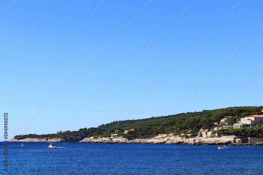 view beautiful coast sea and mountains, Casis, France, Cote Dazur, French Riviera