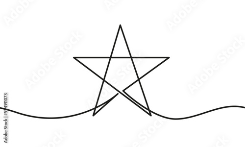 Star Continuous One Line Drawing. Star Contour Illustration for Modern Trendy Design. Simple Star Modern Minimalist One Line Drawing. Vector EPS 10