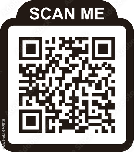 QR code scan icon. Scan me frame. QR code scan for smartphone. QR code for mobile app, payment and identification. Vector illustration.