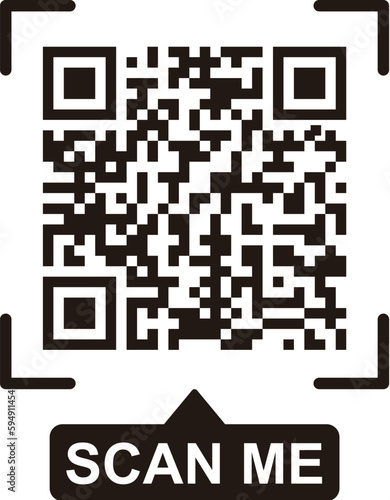 QR code scan icon. Scan me frame. QR code scan for smartphone. QR code for mobile app, payment and identification. Vector illustration.