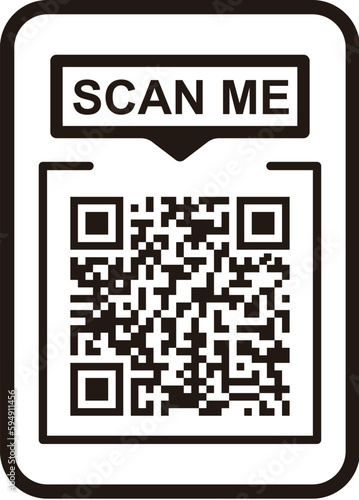 QR code scan icon. Scan me frame. QR code scan for smartphone. QR code for mobile app, payment and identification. Vector illustration.