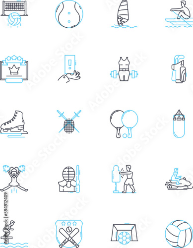 Relaxation linear icons set. Serenity, Tranquility, Bliss, Calmness, Rejuvenation, Peacefulness, Clarity line vector and concept signs. Harmony,Comfort,Ease outline illustrations