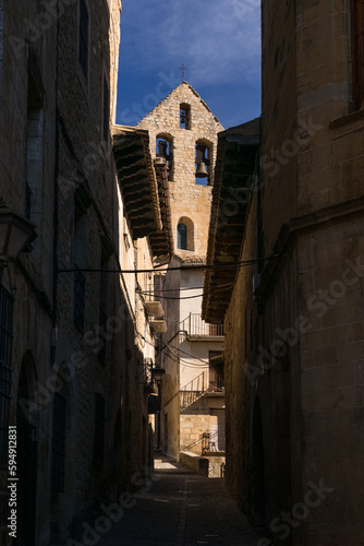 typical street in the old town of the medieval village of Sos del Rey Catolico  Huesca province  Aragon  Spain.