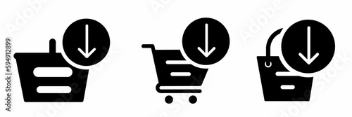 Add to shopping icon illustration. Shopping icon set for business. Stock vector.