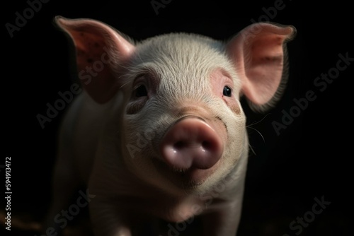 little cute pig smiling. Generative AI © Joseph