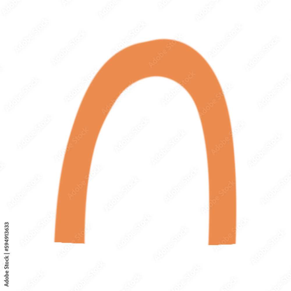 Hand drawn orange arc. Abstract doodle element. Isolated on white background. Smooth line. Hand drawn orange arc. Abstract doodle element. Isolated on white background. Smooth line.