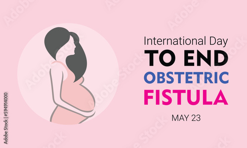 International Day to End Obstetric Fistula design. It features a pregnant woman drawing logo. Vector illustration photo