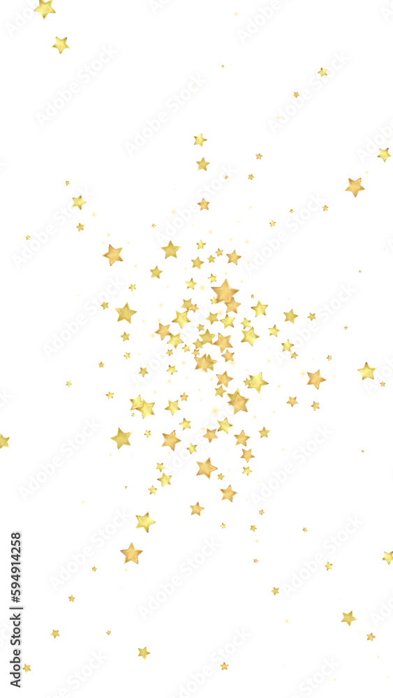 Magic stars vector overlay. Gold stars scattered around randomly, falling down, floating. Chaotic dreamy childish overlay template. Miraculous starry night vector on white background. Magic stars vector overlay. Gold stars scattered around randomly, falling down, floating. Chaotic dreamy childish overlay template. Miraculous starry night vector on white background.