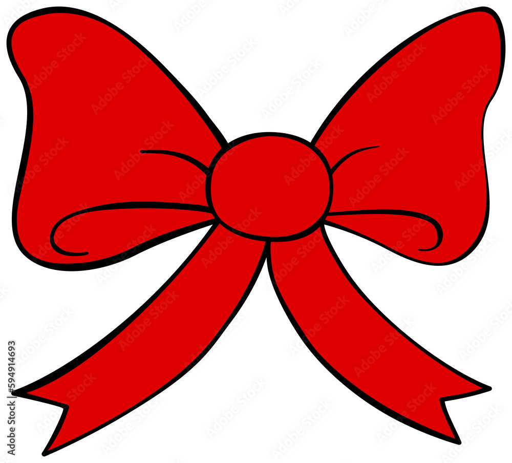 Cartoon red bow icon. Doodle style clipart. Hand drawn illustration. Cartoon red bow icon. Doodle style clipart. Hand drawn illustration.