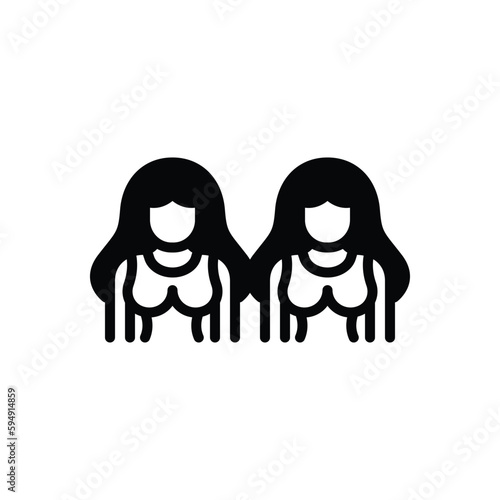 Black solid icon for girls 
