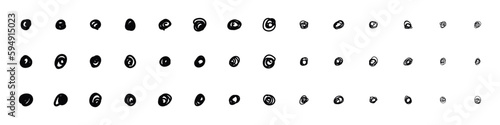Hand drawn doodle pencil points set. Sketch scribble line circle. Vector isolated illustration