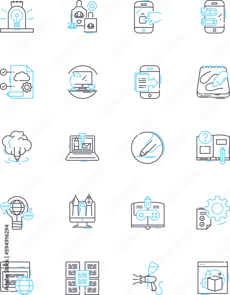 Content interaction linear icons set. Clicks, Engagement, Views, Shares, Likes, Comments, Reactions line vector and concept signs. Impressions,Interactions,Participation outline illustrations Content interaction linear icons set. Clicks, Engagement, Views, Shares, Likes, Comments, Reactions line vector and concept signs. Impressions,Interactions,Participation outline illustrations