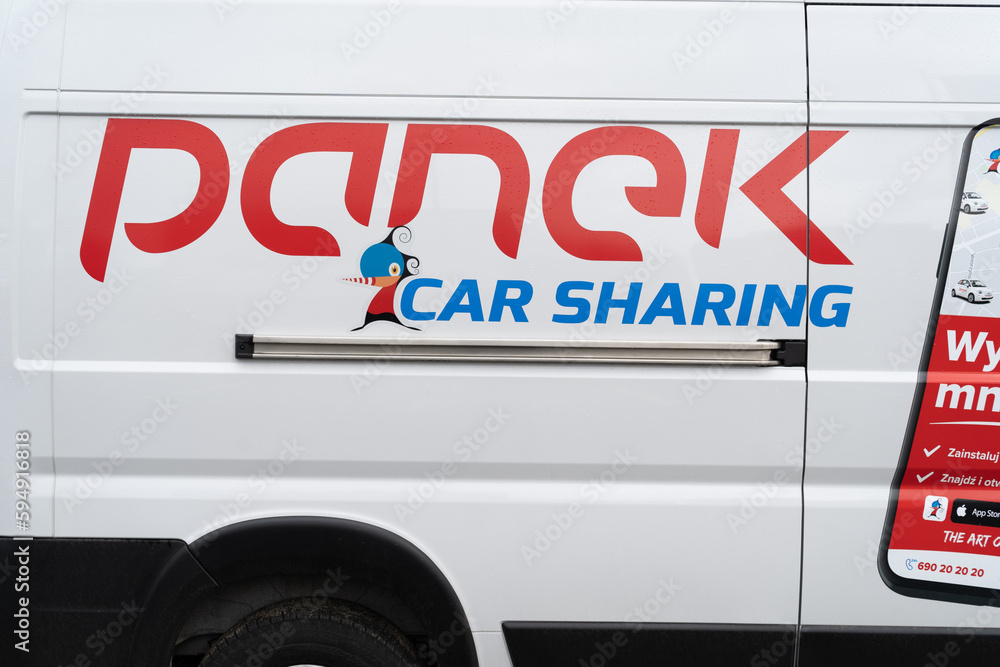 Panek CarSharing service logo sign on delivery cargo van car. Panek car