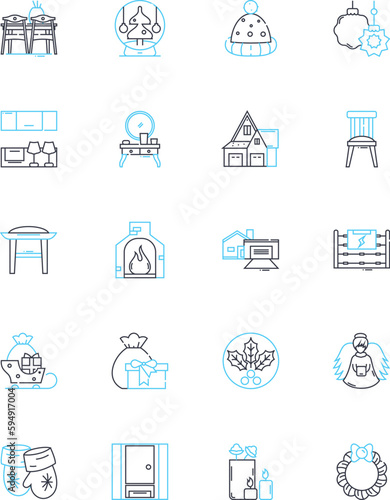 Book cellar linear icons set. Literature, Novels, Fiction, Nonfiction, Bestsellers, Classics, Rare line vector and concept signs. Antiquarian,Bibliophile,Collectible outline illustrations