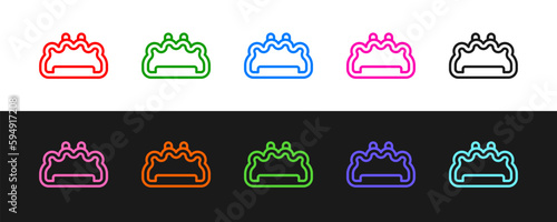 Set line Brass knuckles icon isolated on black and white background. Vector
