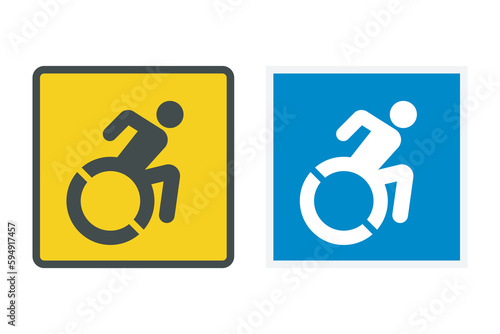 handicap icon set, disabled people on wheelchair