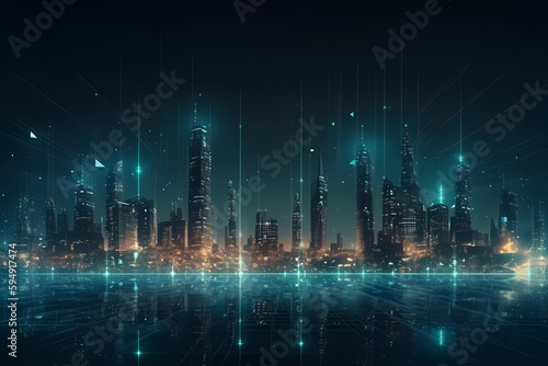 Experience the future of networking with Metaverse City Data clipart. This cyber-inspired design blends technology, futuristic aesthetics, and network-themed elements. photo