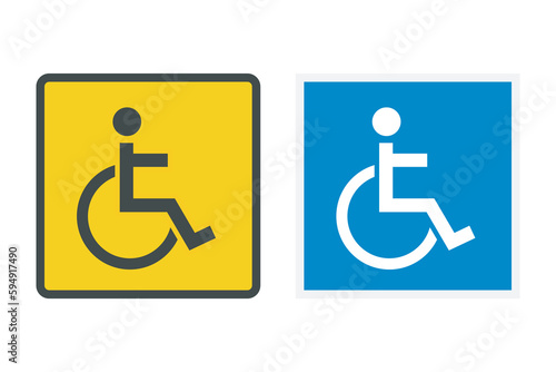 handicap icon set, disabled people on wheelchair