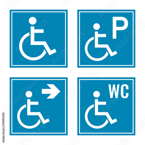 disabled handicap icon set, man in a wheelchair