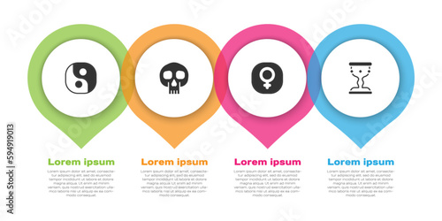 Set Yin Yang, Skull, Venus and Medieval goblet. Business infographic template. Vector
