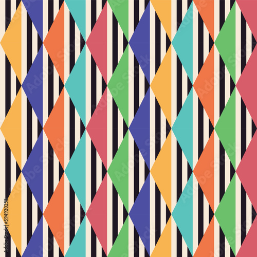 Colorful Diamond Stripes Seamless Vector Repeat Pattern