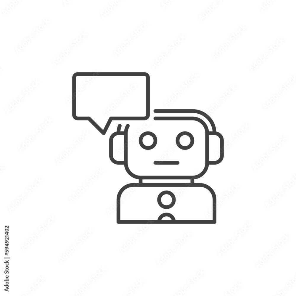 Chatbot Talking vector Communication Technology concept thin line icon Chatbot Talking vector Communication Technology concept thin line icon