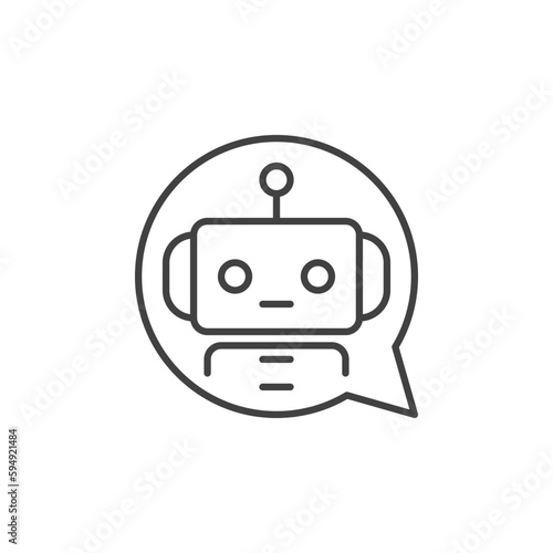 Round Speech Bubble with Chatbot vector concept outline icon