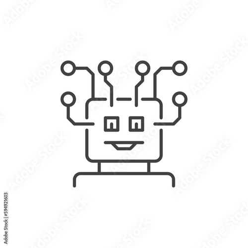 AI Robot Head vector Artificial Intelligence concept thin line icon