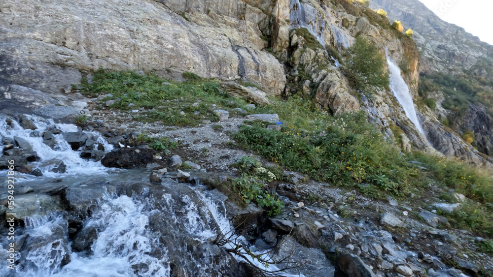cute mountain high land fast water cascade at summer day - photo of nature cute mountain high land fast water cascade at summer day - photo of nature