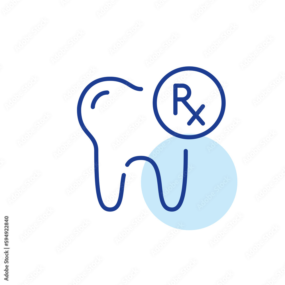 Dental prescription medicine. Tooth disease drug. Pixel perfect, editable stroke line design icon Dental prescription medicine. Tooth disease drug. Pixel perfect, editable stroke line design icon